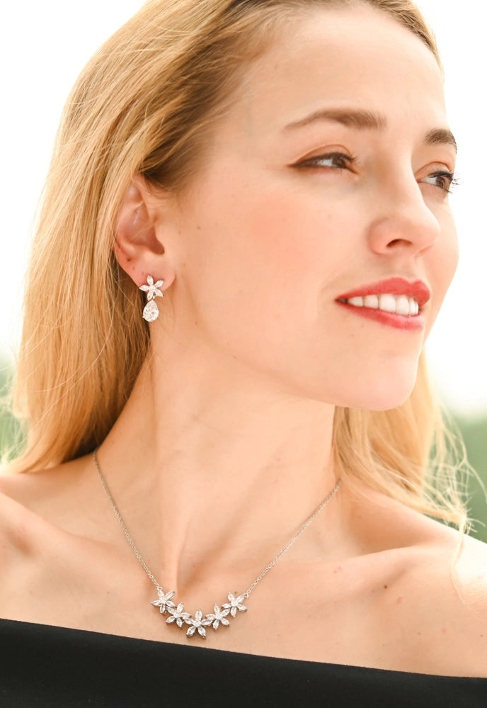 RADIANT BLOOM PLATINUM & ZIRCON EARRINGS