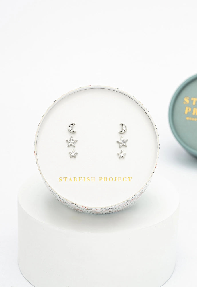 PLATINUM CELESTIAL STUD EARRINGS SET