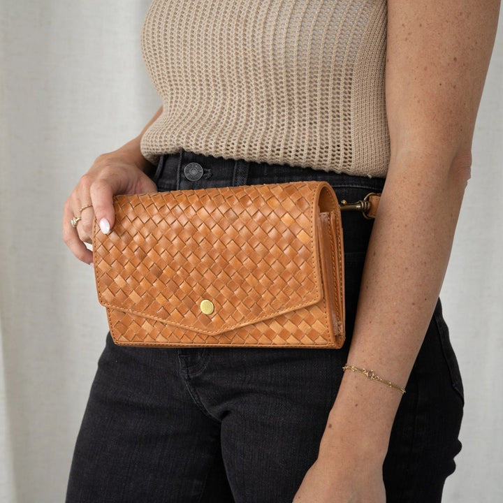 WOVEN LEATHER BELT-BAG + CROSSBODY