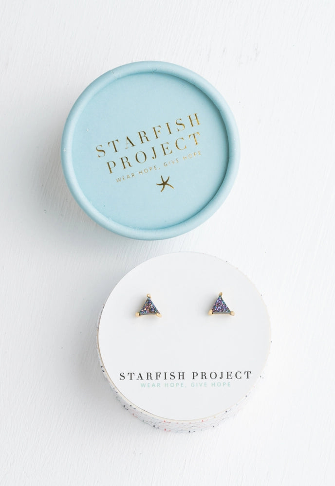 MULTICOLORED DRUZY STUDS WITH GOLD