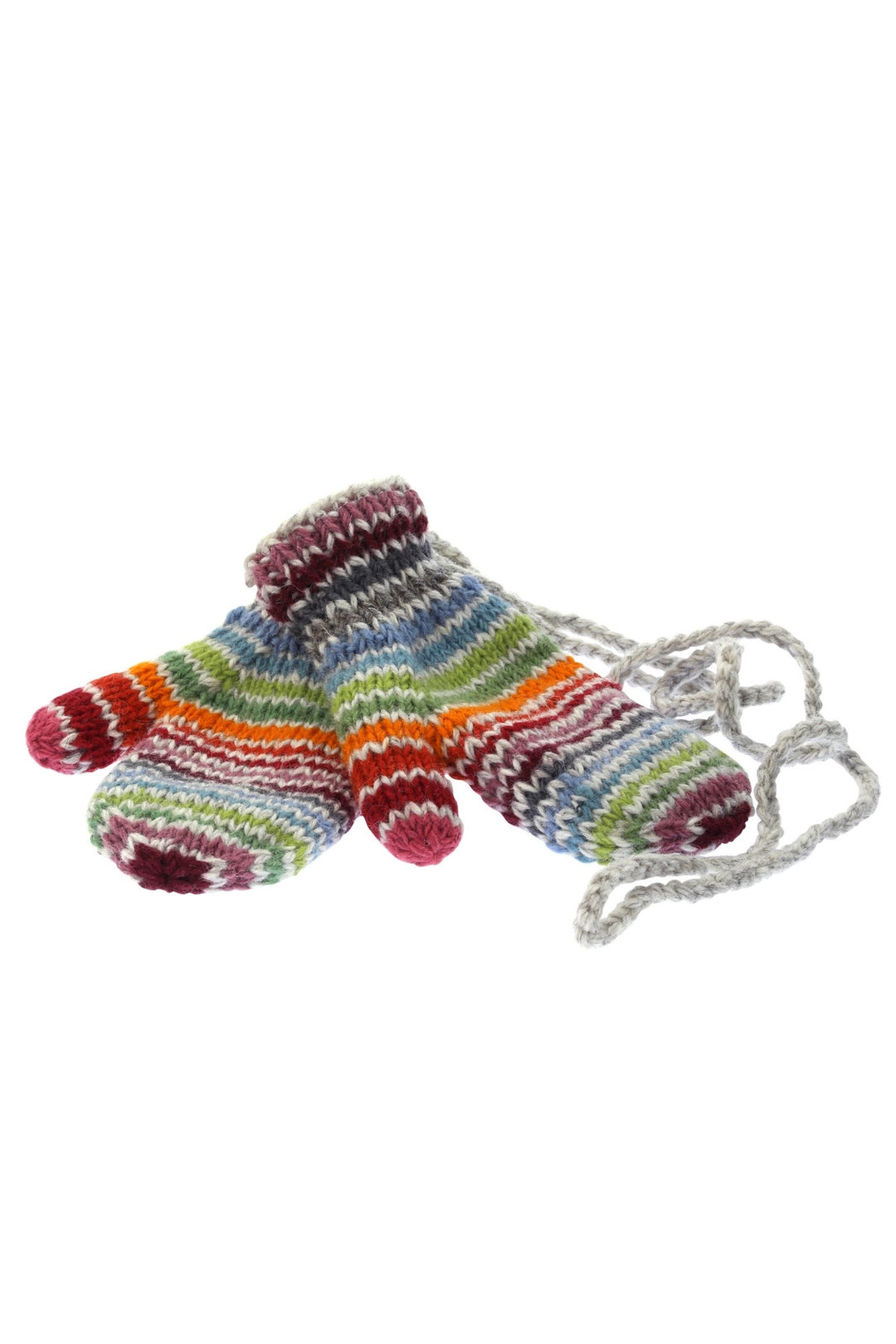HAND KNITTED MITTENS: RAINBOW STRIPE