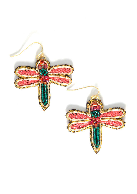 BEADED DRAGONFLY EARRINGS