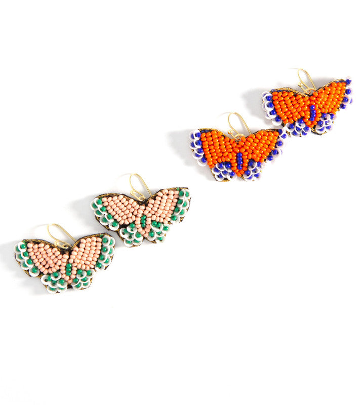 BEADED BUTTERFLY EARRINGS