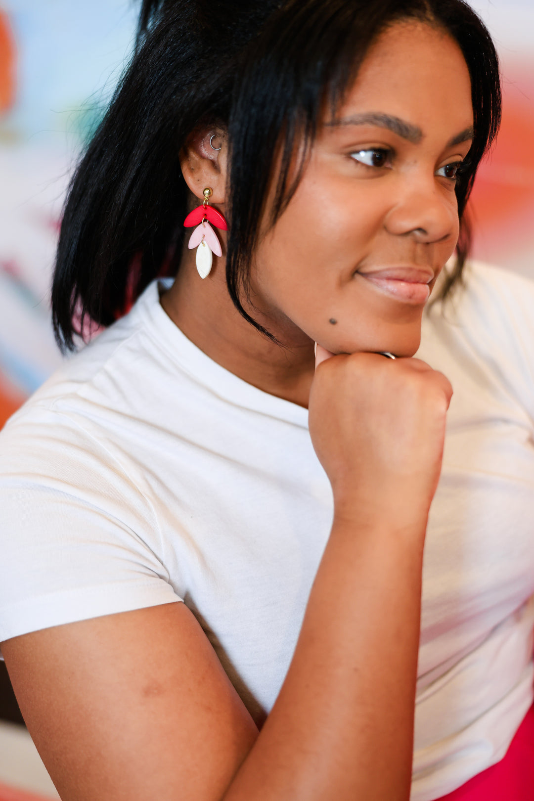 PINK CALADIUM EARRINGS