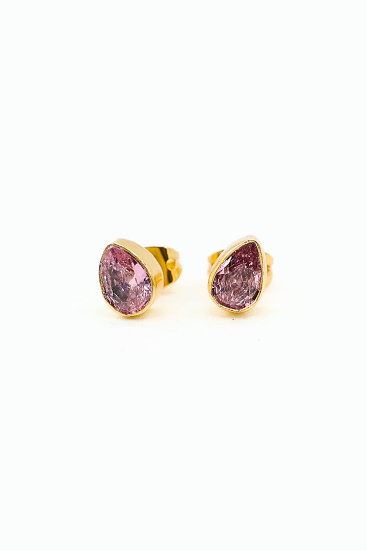 FACETED TEARDROP STUDS