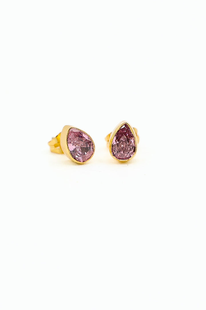 FACETED TEARDROP STUDS