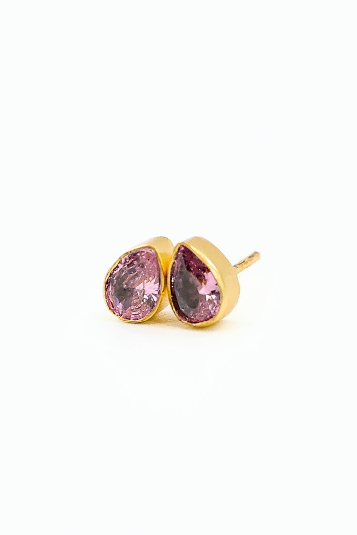 FACETED TEARDROP STUDS