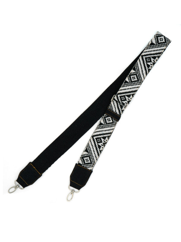 BLACK+WHITE+DENIM WOVEN BAG STRAP