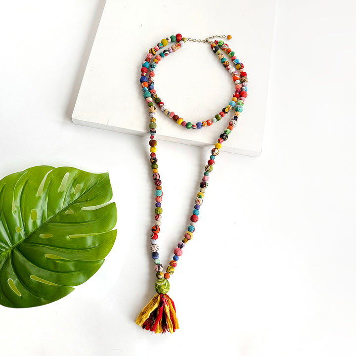 KANTHA HIGH LOW TASSEL NECKLACE