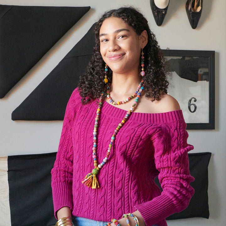 KANTHA HIGH LOW TASSEL NECKLACE