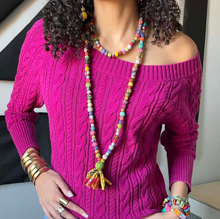 KANTHA HIGH LOW TASSEL NECKLACE