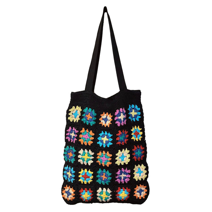 GRANNY SQUARE CROCHETED TOTE BAG