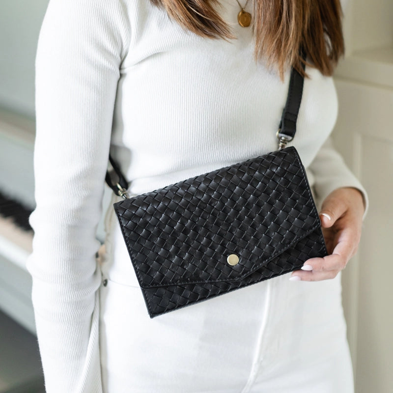 WOVEN LEATHER BELT-BAG + CROSSBODY