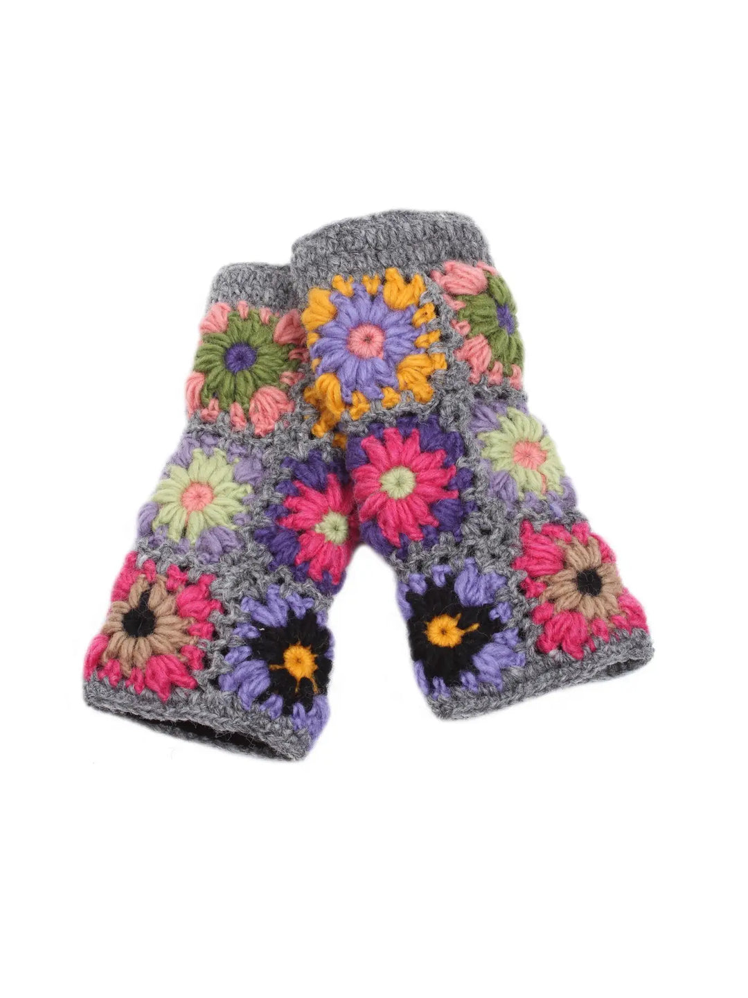 HAND KNITTED WOOSTOCK GRANNY CROCHET HANDWARMERS