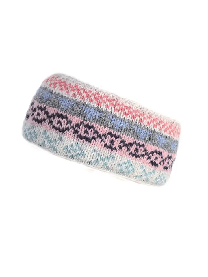 HAND KNITTED HEADBAND EAR WARMER: FAIRISLE OATMEAL
