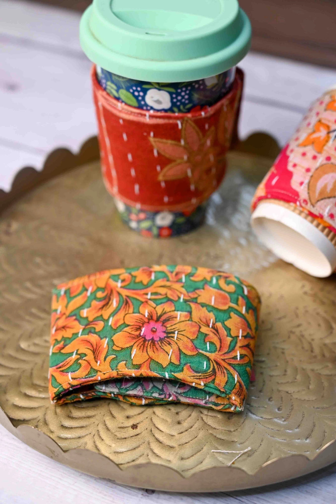 KANTHA COFFEE COZY SLEEVE