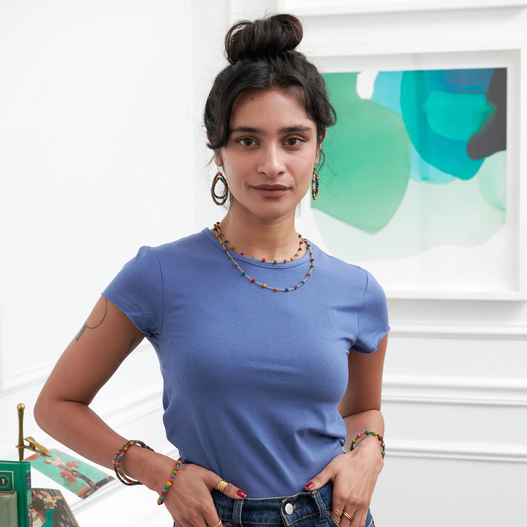 DAINTY DOTTED KANTHA NECKLACE