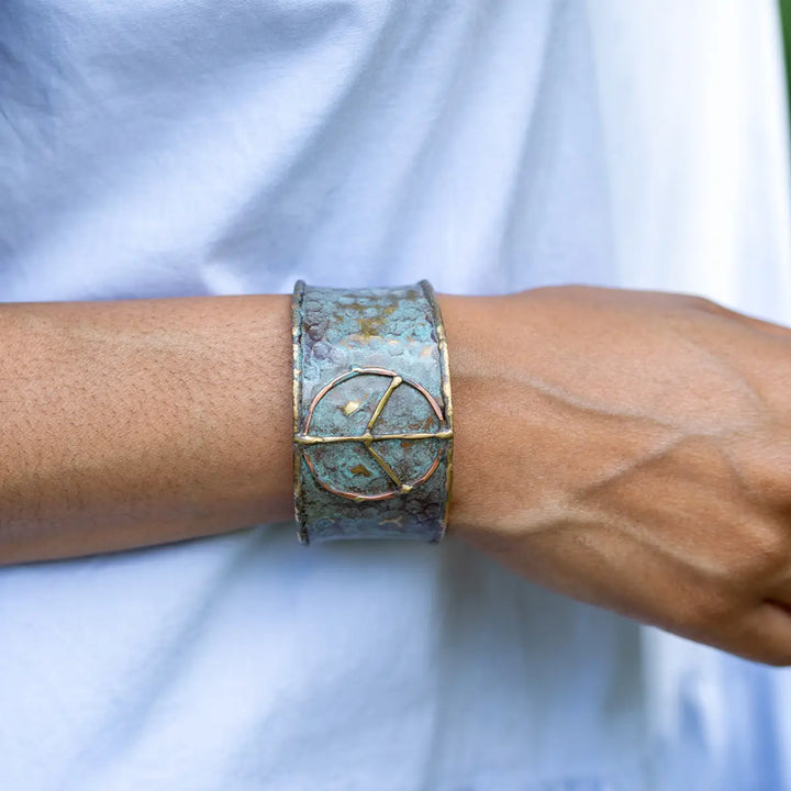 PEACE PATINA ADJUSTABLE CUFF BRACELET