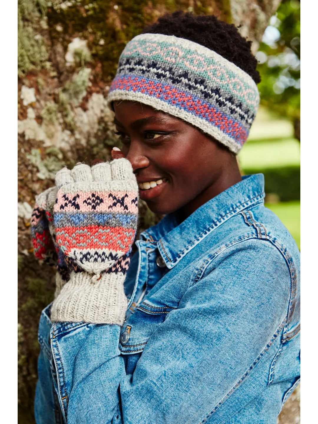 HAND KNITTED HEADBAND EAR WARMER: FAIRISLE OATMEAL