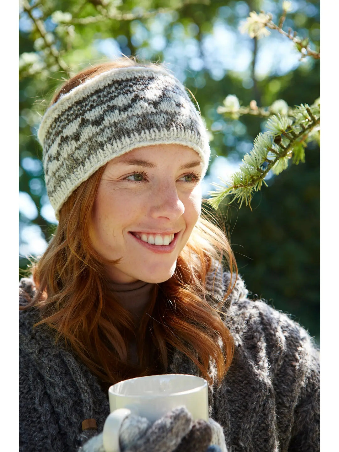 HAND KNITTED HEADBAND EAR WARMER: FAIRISLE NATURAL
