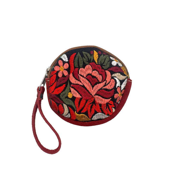 HANDMADE EMBROIDERED ROUND COIN PURSE & AIRPOD CASE