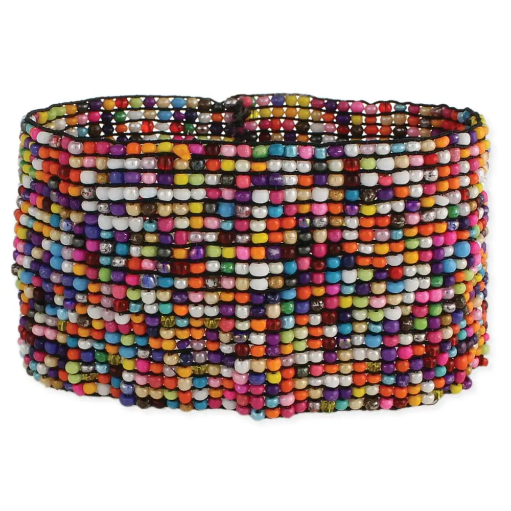 WIDE MULTICOLOR SEED BEAD BRACELET