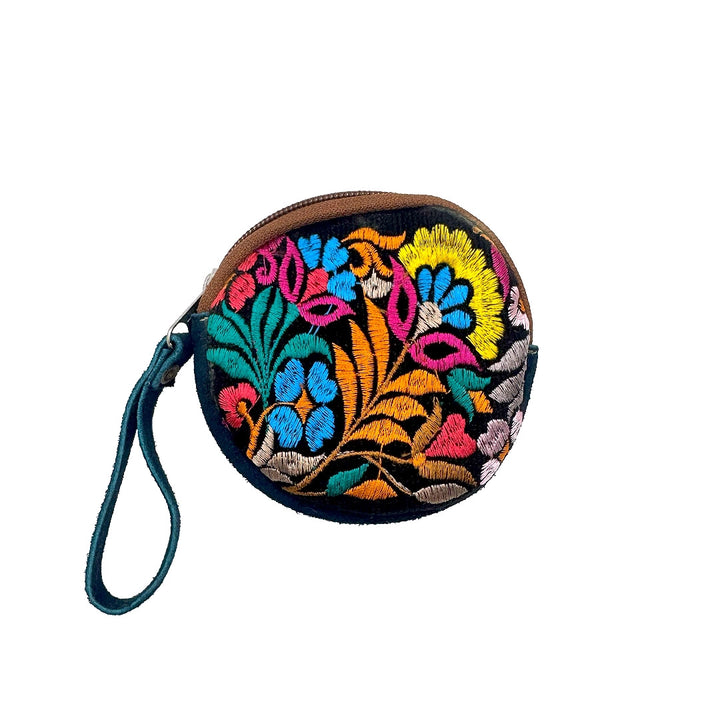 HANDMADE EMBROIDERED ROUND COIN PURSE & AIRPOD CASE