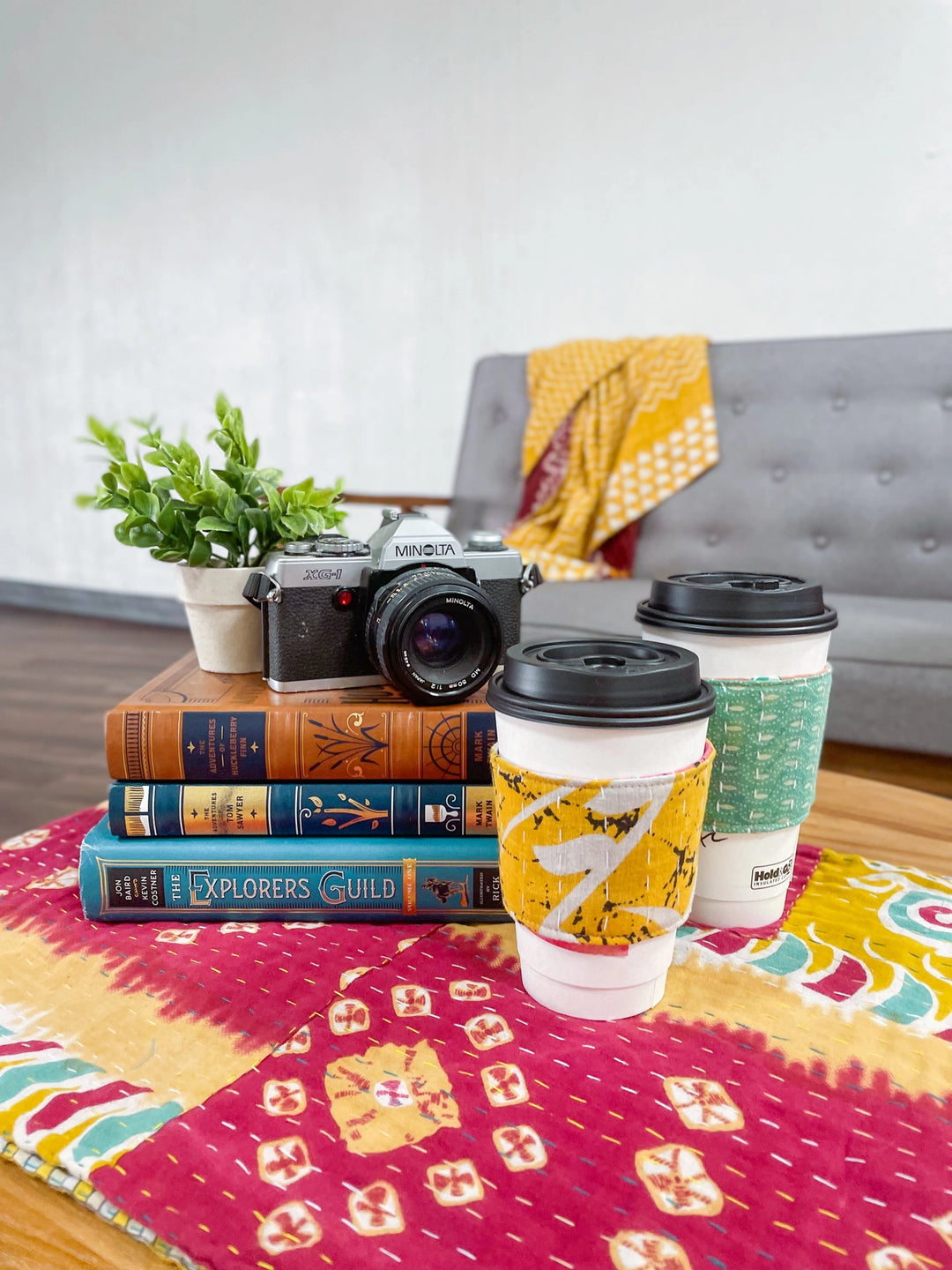 KANTHA COFFEE COZY SLEEVE