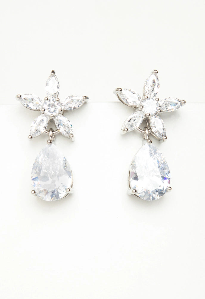 RADIANT BLOOM PLATINUM & ZIRCON EARRINGS