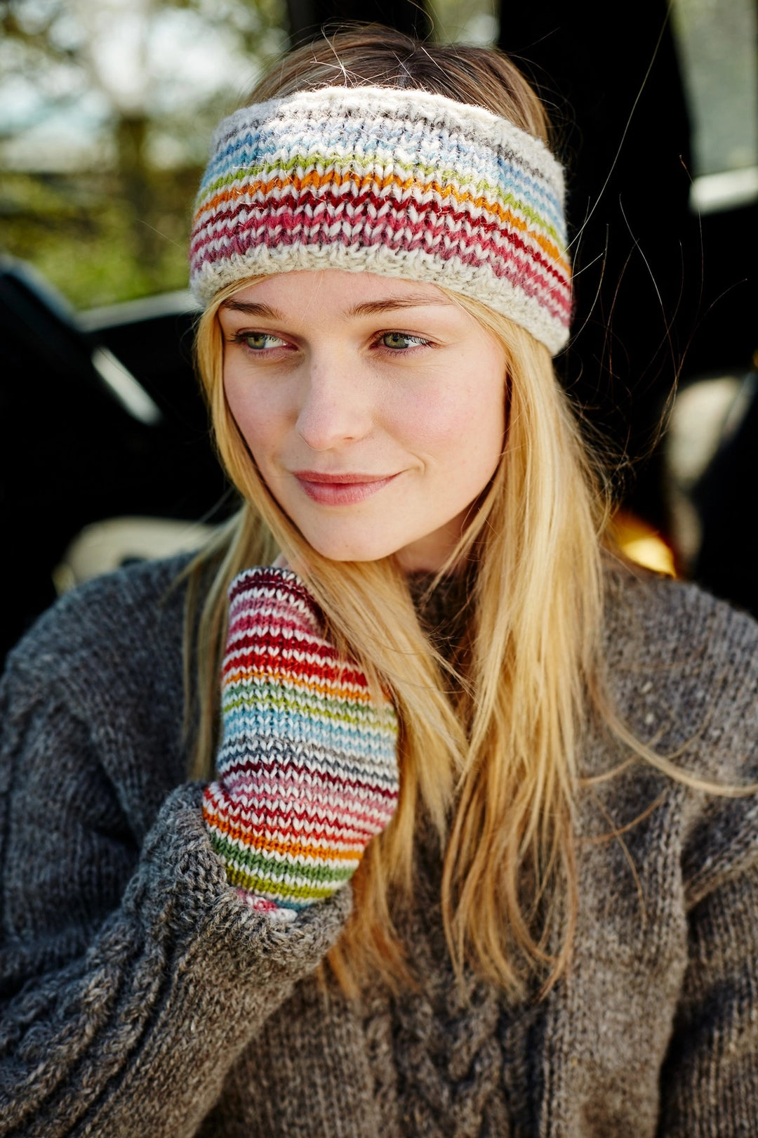 HAND KNITTED HEADBAND EAR WARMER: HOXTON STRIPE