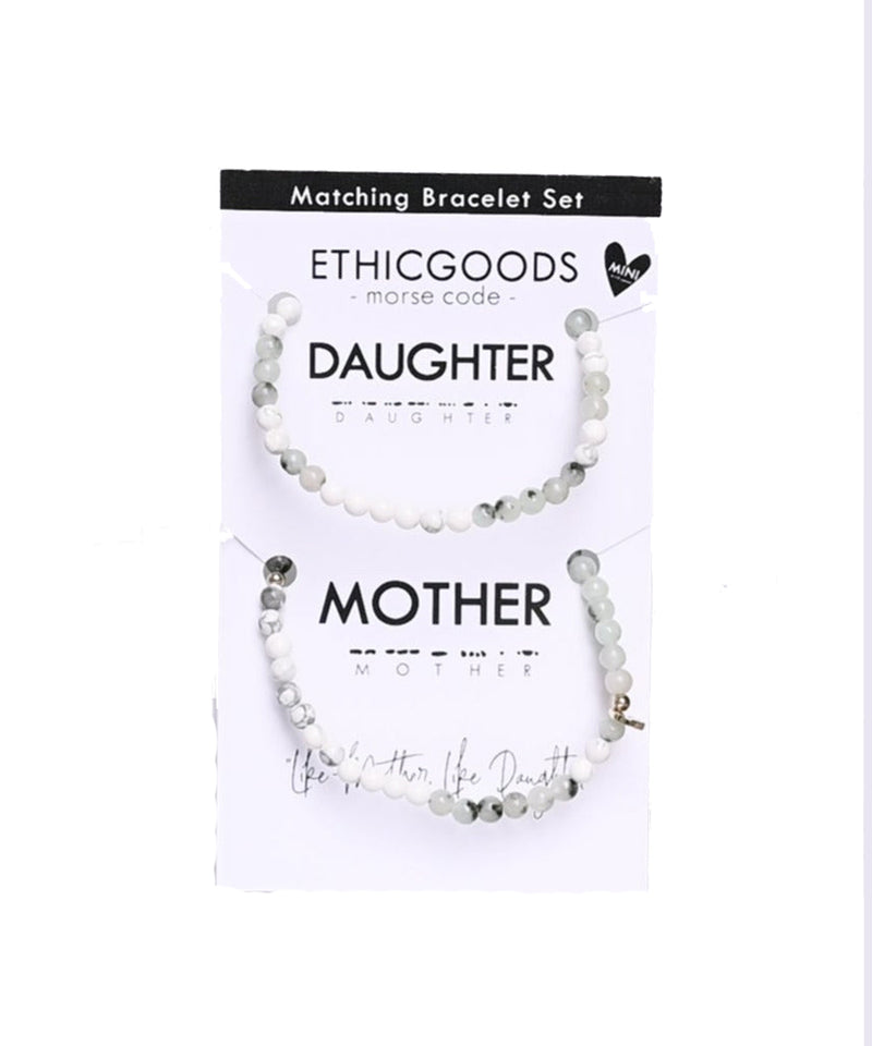 MOTHER/MINI DAUGHTER MORSE CODE MATCHING BRACELET SET