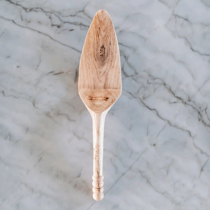 HAND CARVED WOOD FARMHOUSE PIE SERVER