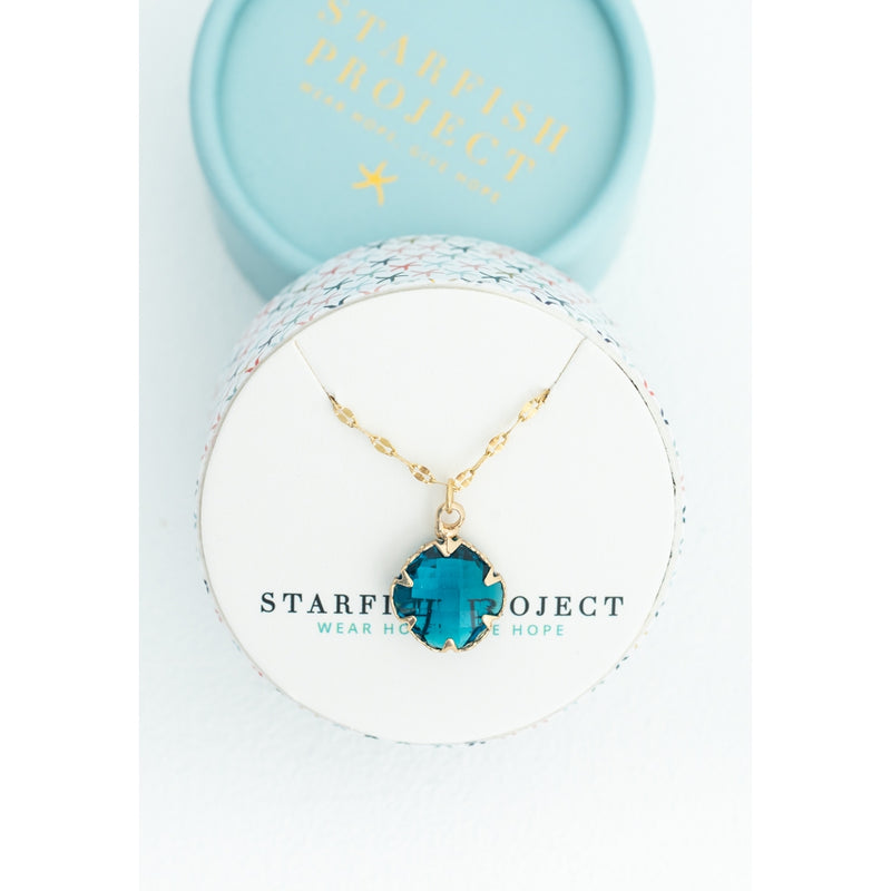 STARFISH PROJECT SAPPHIRE BLUE GLASS NECKLACE