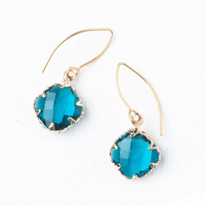 SAPPHIRE BLUE GLASS EARRINGS