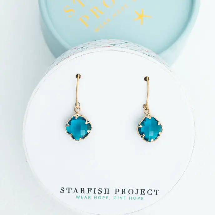 SAPPHIRE BLUE GLASS EARRINGS