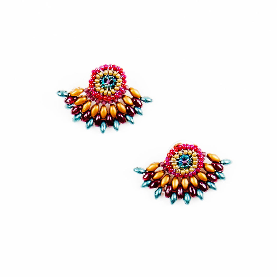 FEATHERED PLUME BOHO EAR JACKETS: MOROCCAN