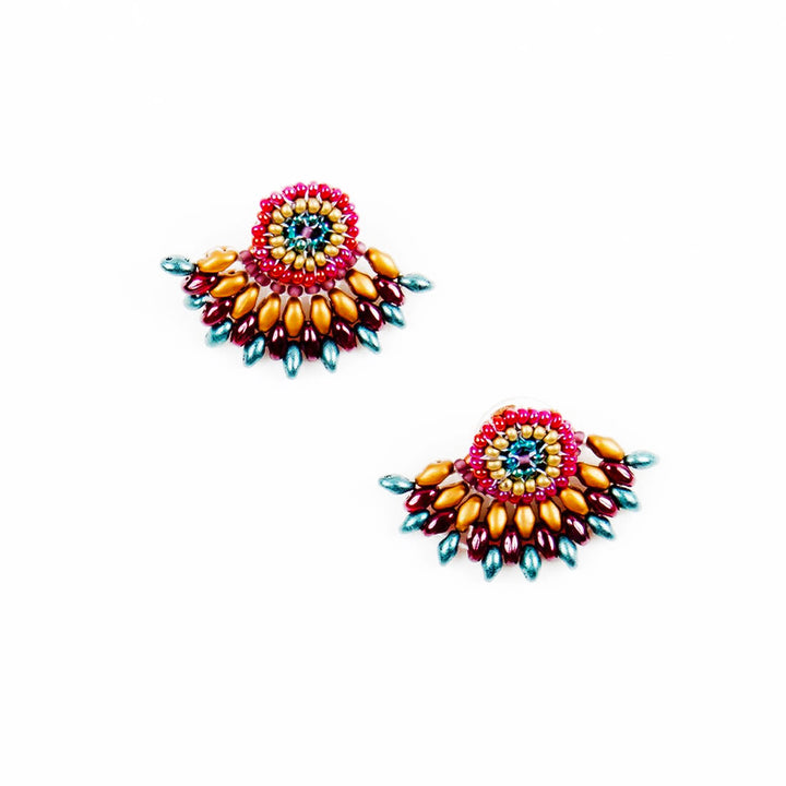 FEATHERED PLUME BOHO EAR JACKETS: MOROCCAN