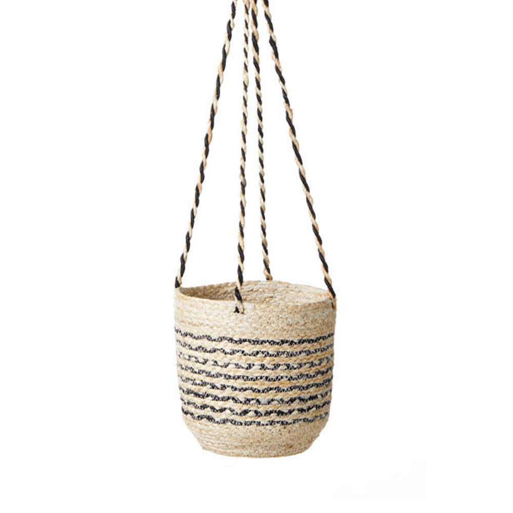 JUTE STRIPED HANGING BASKET