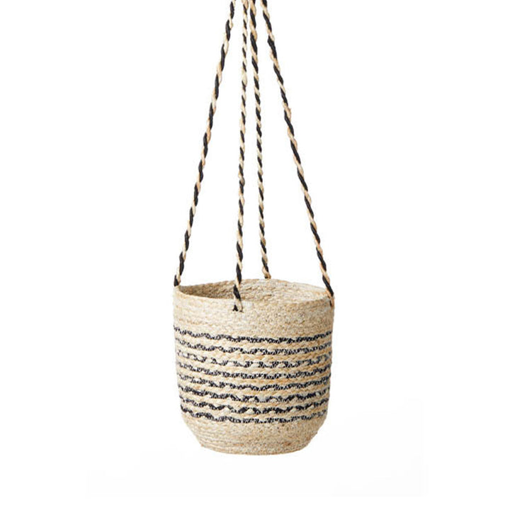 JUTE STRIPED HANGING BASKET