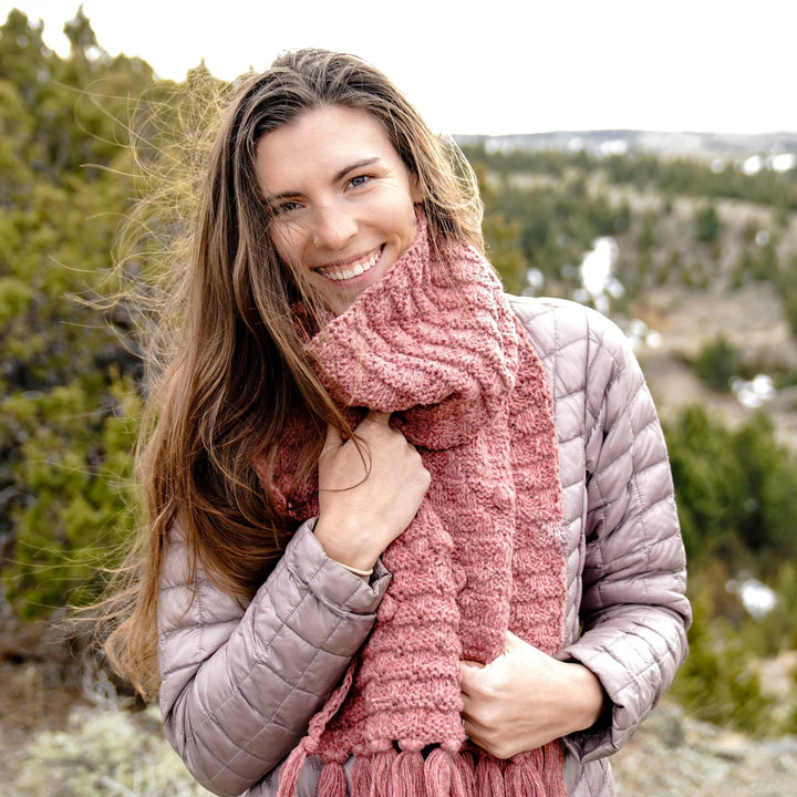 POM POM KNIT SCARF