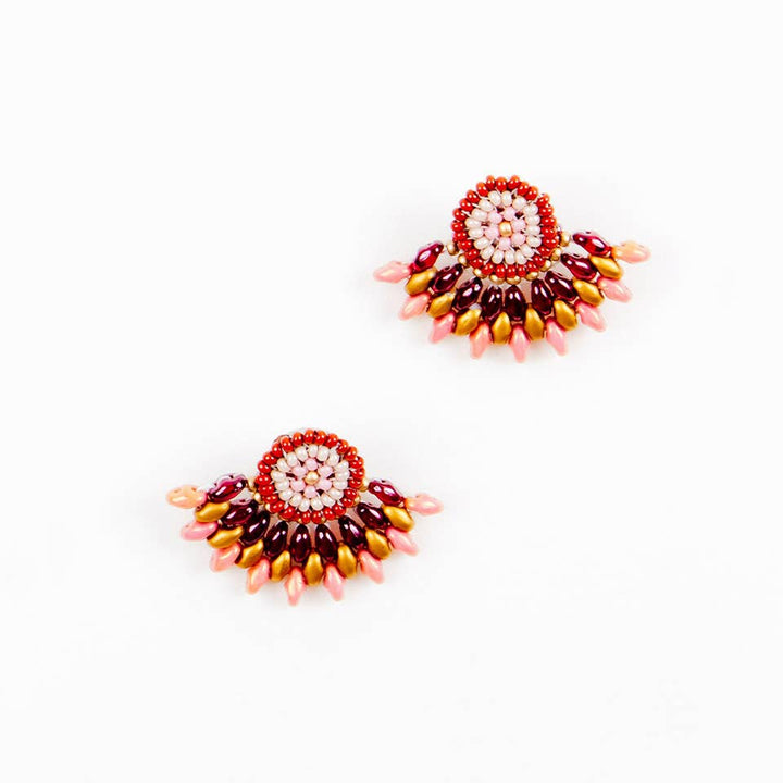 FEATHERED PLUME BOHO EAR JACKETS: ROSE