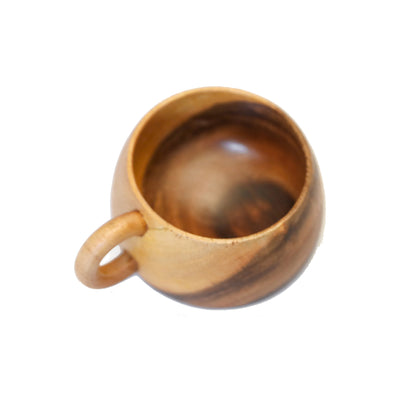 WOOD CARVED COFFEE CUP