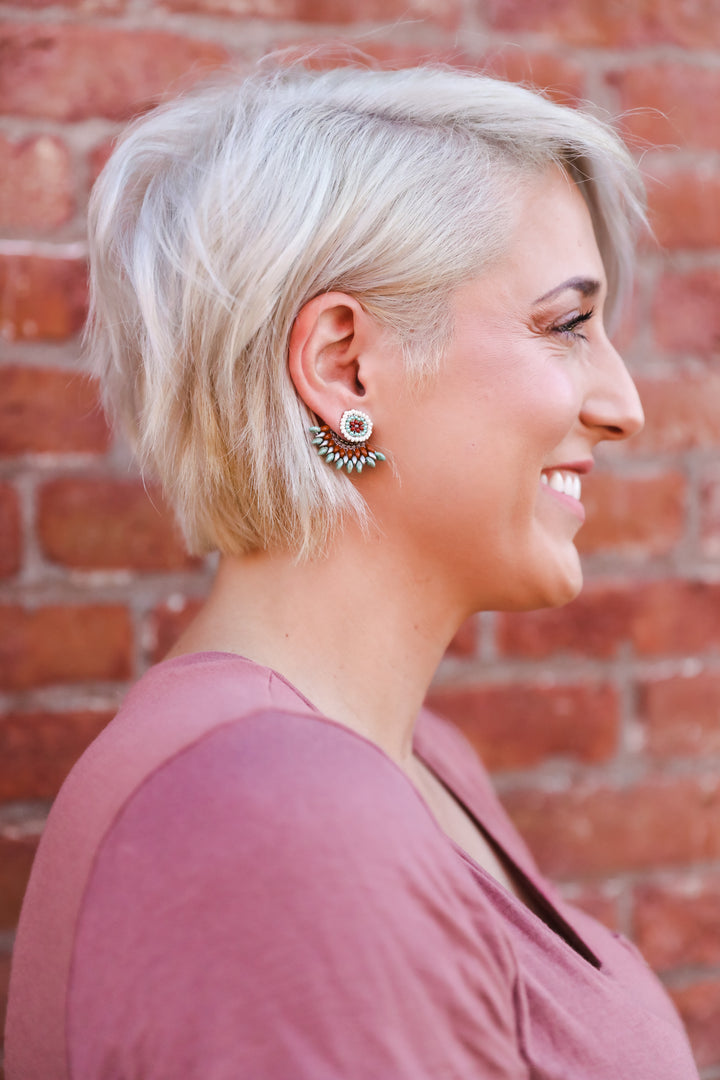 FEATHERED PLUME BOHO EAR JACKETS: SEDONA