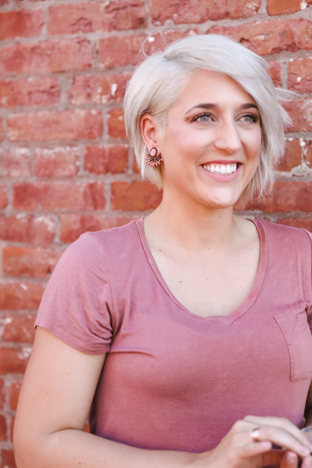 FEATHERED PLUME BOHO EAR JACKETS: ROSE
