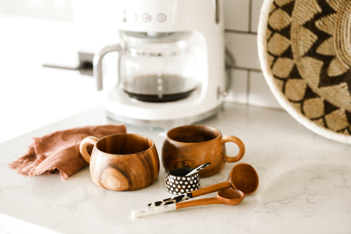 WOOD CARVED COFFEE CUP