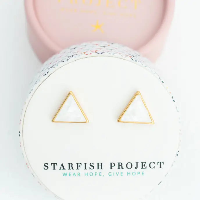 STARFISH MOTHER OF PEARL TRIANGLE STUD EARRINGS
