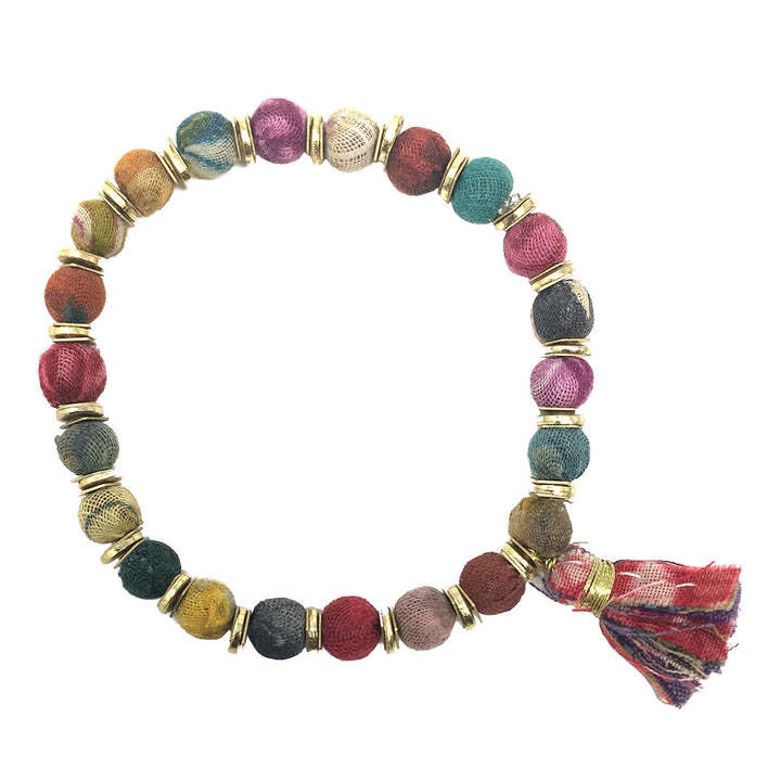 SEQUINED TASSELED KANTHA BRACELET