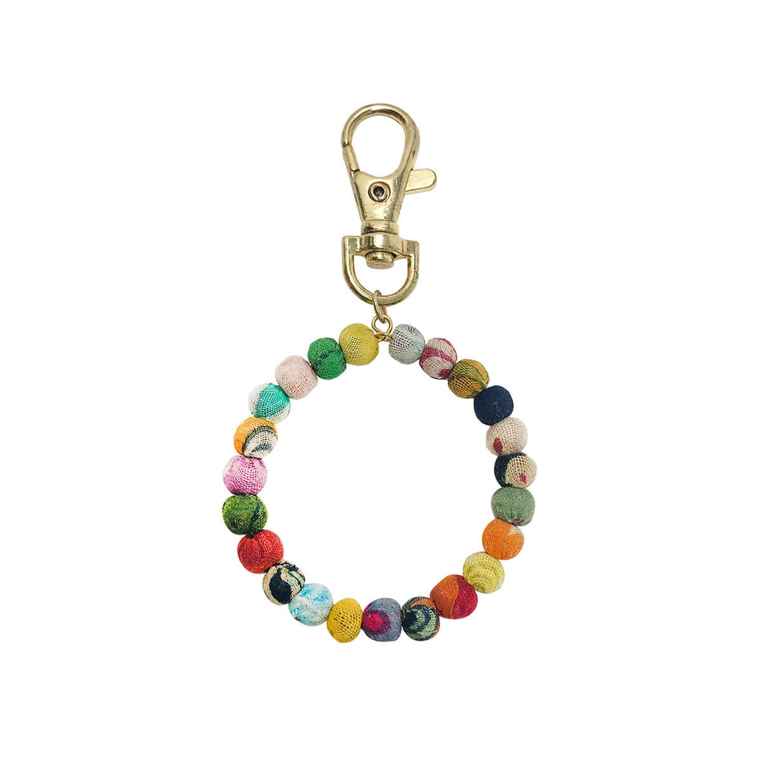 KANTHA MINI CIRCLE BAG CLIP/KEYCHAIN