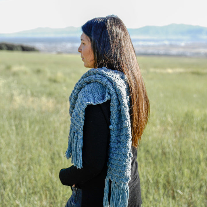 POM POM KNIT SCARF