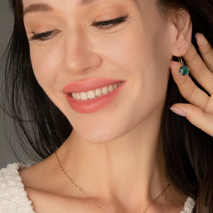 SAPPHIRE BLUE GLASS EARRINGS